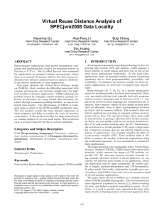 Virtual Reuse Distance Analysis of SPECjvm2008 Data Locality Xiaoming Gu Xiao-Feng Li