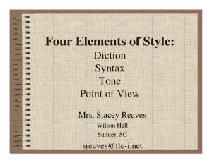 Four Elements of Style: Diction Syntax Tone