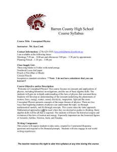 Barren County High School Course Syllabus
