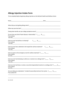 Allergy Injection Intake Form