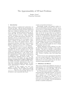 The Approximability of NP-hard Problems Sanjeev Arora Princeton University