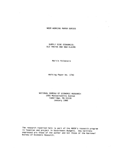 NBER WORKING PAPER SERIES OLD TRUTHS AND NEW CLAIMS Martin Feldstejn