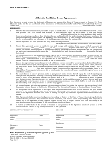 Athletic Facilities Lease Agreement