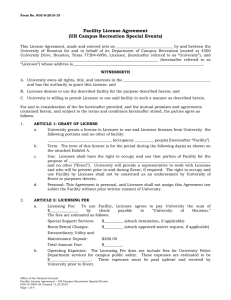 Facility License Agreement (UH Campus Recreation Special Events)