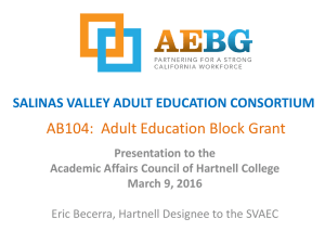 AB104:  Adult Education Block Grant SALINAS VALLEY ADULT EDUCATION CONSORTIUM