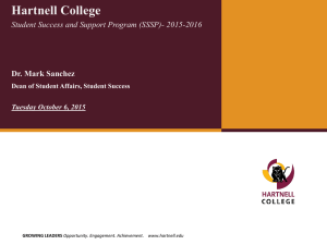 Hartnell College  Dr. Mark Sanchez Student Success and Support Program (SSSP)- 2015-2016