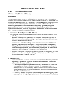 HARTNELL COMMUNITY COLLEGE DISTRICT AP 4260 Prerequisites and Corequisites Reference