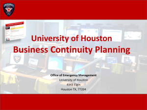 Business Continuity Planning  University of Houston Office of Emergency Management