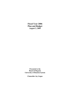 Fiscal Year 2006 Plan and Budget  August 2, 2005