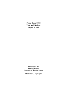 Fiscal Year 2005 Plan and Budget  August 3, 2004