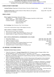 EMPLOYMENT HISTORY EDUCATION Curriculum Vitae, Roger D. Newman-Norlund, Ph.D.