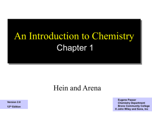 An Introduction to Chemistry Chapter 1 Hein and Arena