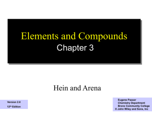 Elements and Compounds Chapter 3 Hein and Arena 1