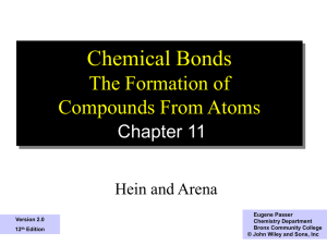 Chemical Bonds The Formation of Compounds From Atoms Chapter 11
