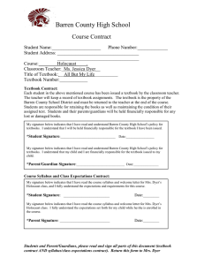 Barren County High School Course Contract