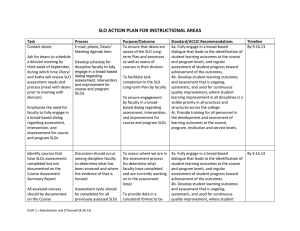 SLO ACTION PLAN FOR INSTRUCTIONAL AREAS