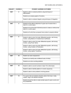 MAT COURSE LEVEL OUTCOMES 1