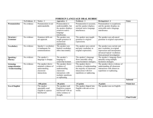 FOREIGN LANGUAGE ORAL RUBRIC