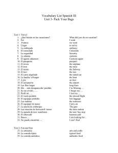 Vocabulary List Spanish III Unit 3- Pack Your Bags