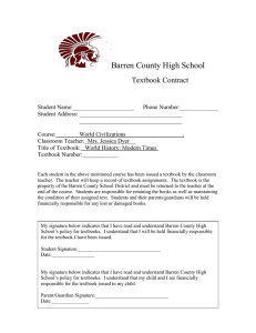 Barren County High School Textbook Contract
