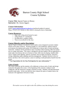 Barren County High School Course Syllabus Course Title: