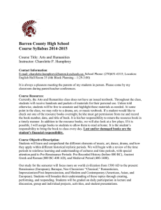 Barren County High School Course Syllabus 2014-2015  Course Title: Arts and Humanities