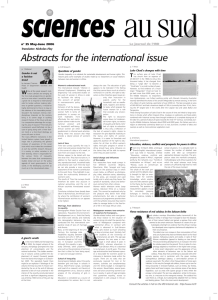 Abstracts for the international issue Le journal de l'IRD Translator: Nicholas Flay