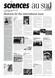 Abstracts for the international issue N Le journal de l'IRD