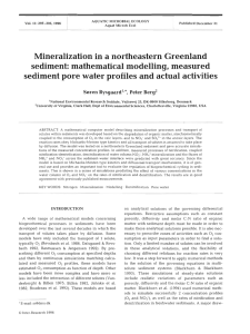 Mineralization in a northeastern Greenland sediment: mathematical modelling, measured