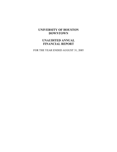 UNIVERSITY OF HOUSTON DOWNTOWN UNAUDITED ANNUAL