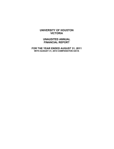 UNIVERSITY OF HOUSTON VICTORIA UNAUDITED ANNUAL