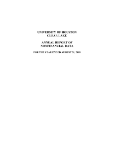 UNIVERSITY OF HOUSTON CLEAR LAKE ANNUAL REPORT OF