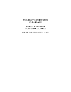 UNIVERSITY OF HOUSTON CLEAR LAKE ANNUAL REPORT OF