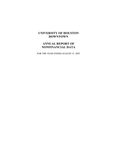 UNIVERSITY OF HOUSTON DOWNTOWN ANNUAL REPORT OF