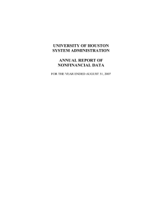 UNIVERSITY OF HOUSTON SYSTEM ADMINISTRATION ANNUAL REPORT OF