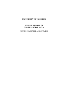 UNIVERSITY OF HOUSTON ANNUAL REPORT OF NONFINANCIAL DATA