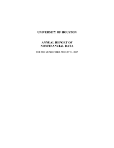 UNIVERSITY OF HOUSTON ANNUAL REPORT OF NONFINANCIAL DATA