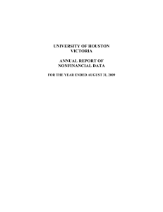 UNIVERSITY OF HOUSTON VICTORIA ANNUAL REPORT OF