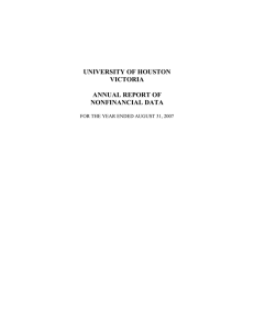 UNIVERSITY OF HOUSTON VICTORIA ANNUAL REPORT OF