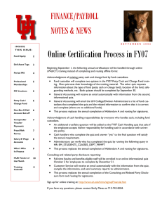 Online Certification Process in FY07 FINANCE/PAYROLL NOTES &amp; NEWS