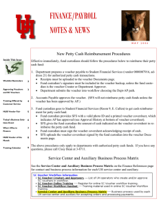FINANCE/PAYROLL NOTES &amp; NEWS New Petty Cash Reimbursement Procedures