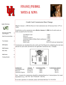 FINANCE/PAYROLL NOTES &amp; NEWS Credit Card Commission Rate Change