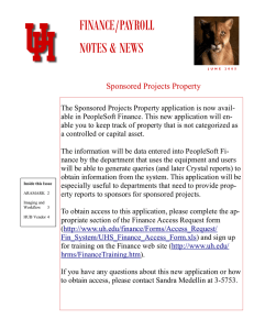 FINANCE/PAYROLL NOTES &amp; NEWS Sponsored Projects Property