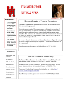 FINANCE/PAYROLL NOTES &amp; NEWS Document Imaging of Financial Transactions