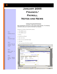 January 2005 Finance/ Payroll Notes and News