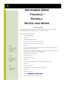 November 2004 Finance/ Payroll Notes and News