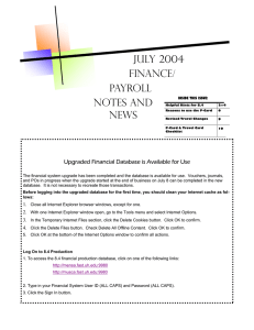 July 2004 Finance/ Payroll Notes and
