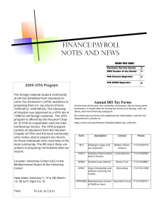 Finance/Payroll Notes and News 2004 VITA Program