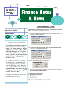 Finance Notes &amp; News Period 998 Journal Entries