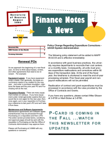 Finance Notes &amp; News Renewal POs